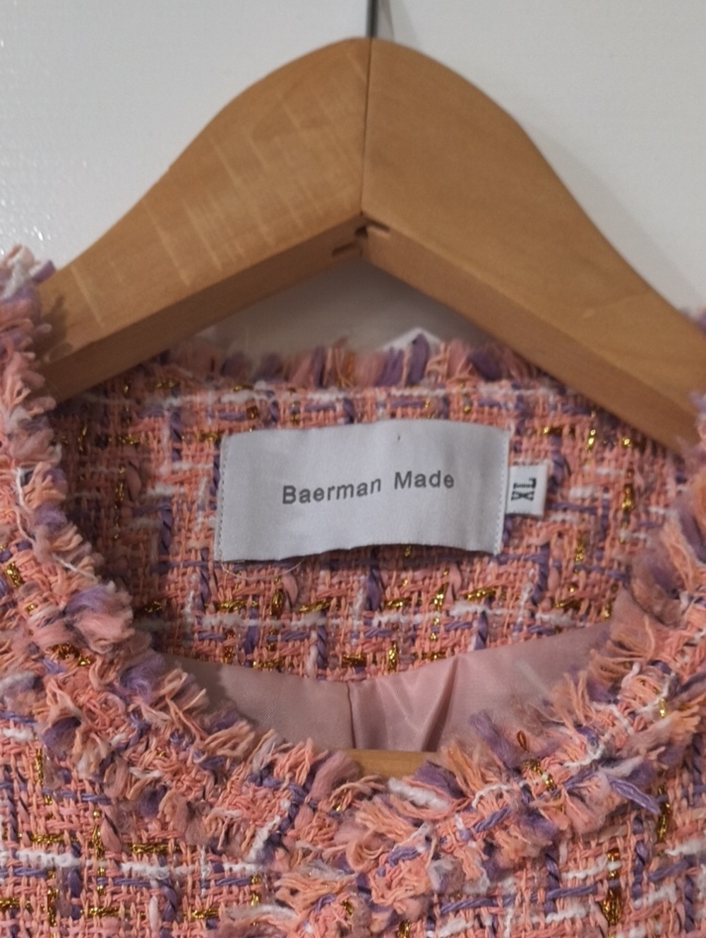 Pink Tweed Cropped Blazer Jacket - Women - Picture 3 of 5
